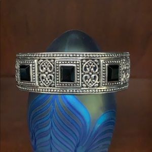 JB Designer signed sterling, black onyx bracelet